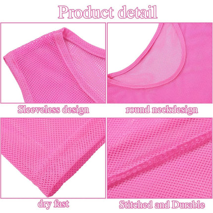 Sintege 12 Pcs Soccer Pinnies Pennies Jersey Scrimmage Vest Sports Practice Jersey Mesh Basketball Vest for Youth Adult Kids, Pink, Medium