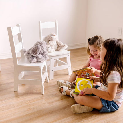 Melissa & Doug Par de sillas de madera - Muebles infantiles blancos