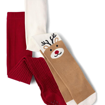 Gymboree Girls And Toddler Tights 2-pack, Reindeer/Burgandy 2-pack, 18-24 Months