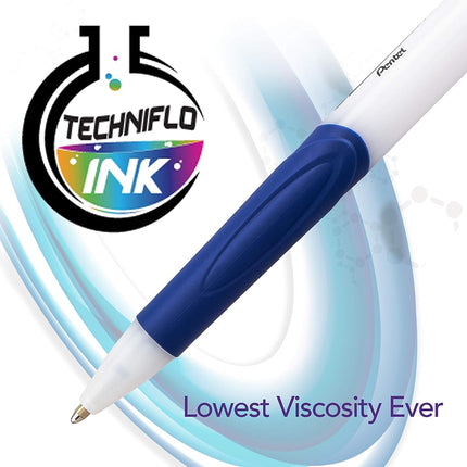 Pentel GlideWrite with TechniFlo Ink Ballpoint Pen, (1.0mm) Med. Line, Black/Blue Ink, 48 Pieces (BX910AC-4)