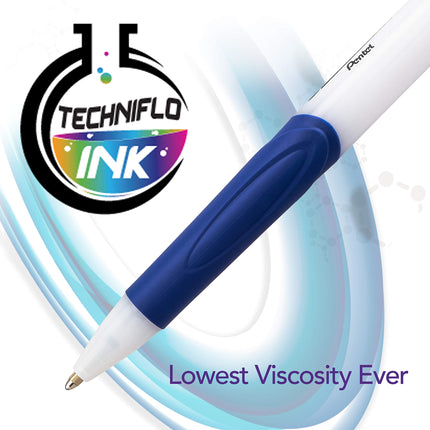 Pentel GlideWrite with TechniFlo Ink Ballpoint Pen, (1.0mm) Med. Line, Black/Blue Ink, 48 Pieces (BX910AC-4)