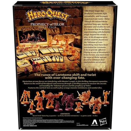 Avalon Hill Hasbro Gaming HeroQuest Prophecy of Telor Quest Pack | Requires HeroQuest Game System to Play | Dungeon Crawler Games | Ages 14+ | 2-5 Players | Strategy Games