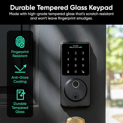 Wyze Auto-Lock Bolt v2, Fingerprint Keyless Entry Smart Lock, AI Learning Scanner with Wi-Fi Front Door Lock Deadbolt, Auto-Lock, 8 Months Battery, Anti-Peep Keypad, Backup Keys