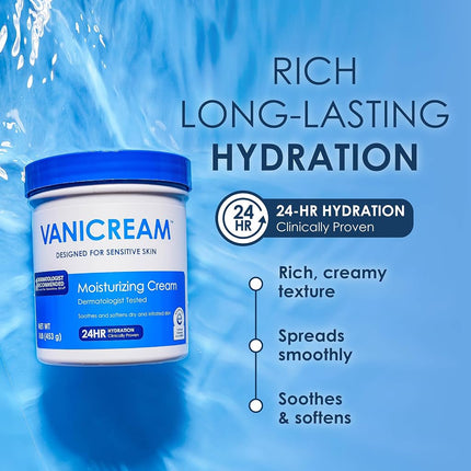 Vanicream Moisturizing Skin Cream for sensitive skin - can be used for eczema, psoriasis, ichthyosis, and itch - dermatologist tested - free of dye, fragrance, and preservatives - 16 oz
