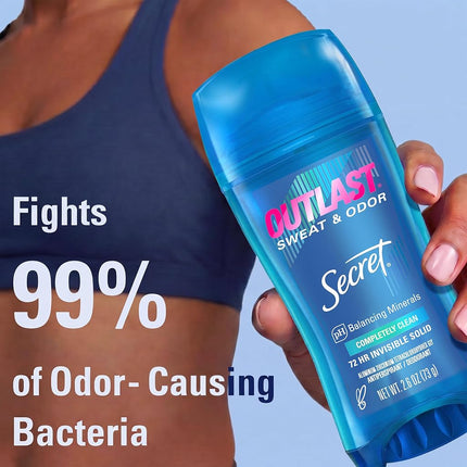 Secret Outlast Women's Invisible Solid Antiperspirant and Deodorant, Completely Clean, 2.6 Ounce