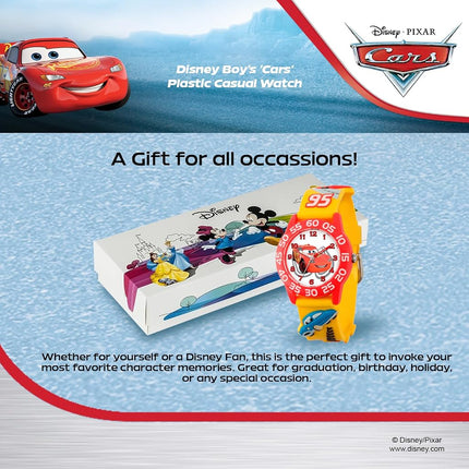 Disney Kids' W001509 Time Teacher 3D Cars Watch with Yellow Plastic Band