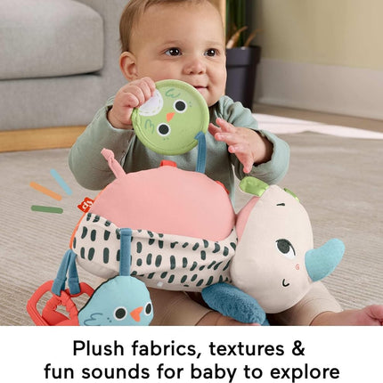 Fisher-Price Newborn Toy Planet Friends Tummy Time Roaming Rhino Plush with Sensory Activities for Babies Ages 0+ Months, HYR55
