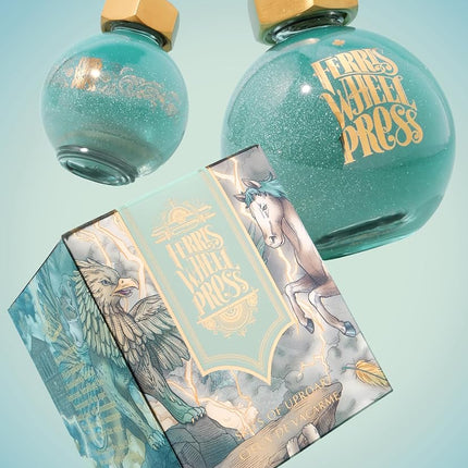 Ferris Wheel Press Ink, FerriTales Collection, Skies of Uproar, Sky Blue with Champagne Shimmer, 20ml Fountain Pen Ink Bottle