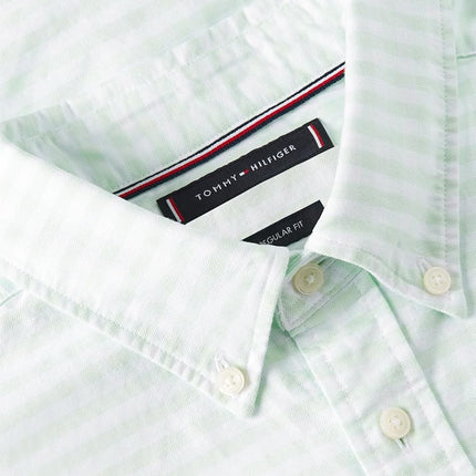Tommy Hilfiger Men's Heritage Oxford Gingham Regular Short Sleeve Shirts, Opal Green/Check XX-Large