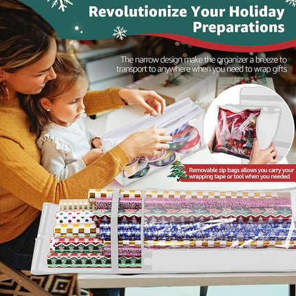 Hanging Wrapping Paper Organizer Storage, Over Door Gift Wrap Roll Holder