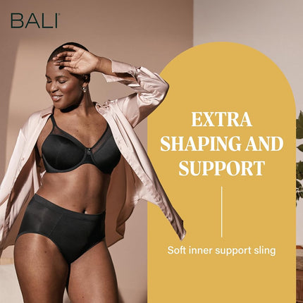 Bali Women's One Smooth U Ultra Light Illusion Neckline Underwire Bras, Black, 38D UK