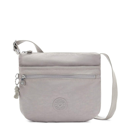 Kipling Women's Arto Crossbody Bag, Grey Gris, 11.25" L X 10.25" H X 1.5" D