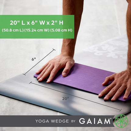 Gaiam Yoga Block Wedge - Lightweight EVA Foam - Yoga Wedge for Wrist and Lower Back Support - Slant Board for Comfortable Yoga Poses and Angles, (20" L x 6" W x 2" H), Deep Purple