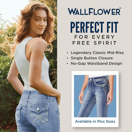 WallFlower Juniors Jeans básicos legendarios de corte de bota lavados en Katy Talla:0