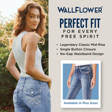 WallFlower Juniors Washed Basic Legendary Bootcut Jeans in Katy Size:0