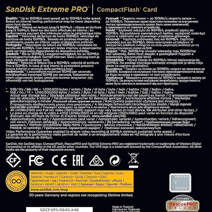SanDisk Extreme Pro 64 GB 160 MB/s CompactFlash Memory Card - Black/Gold/Red