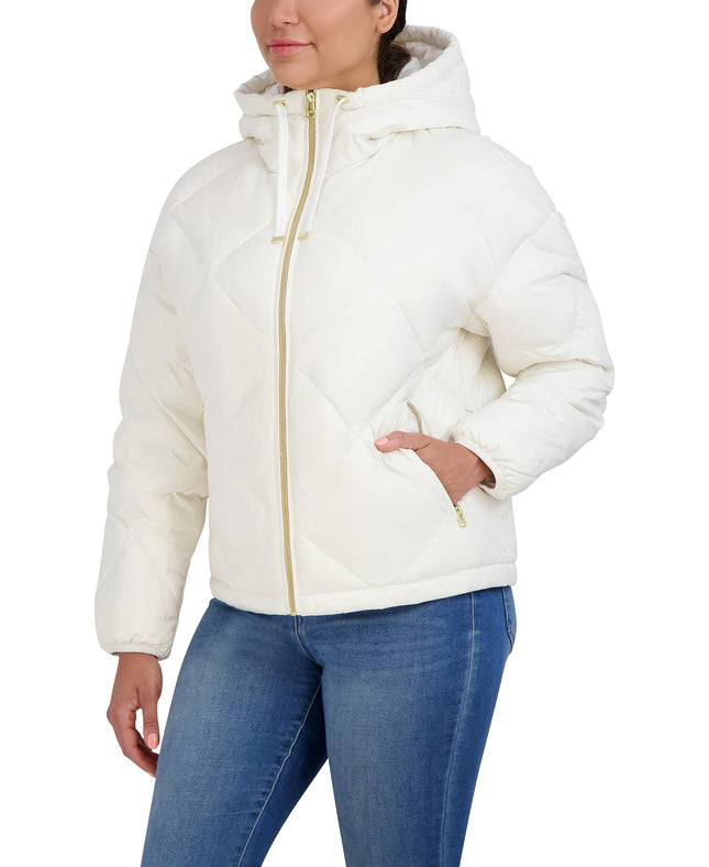 Cole Haan Womens Essential Diamond Quilted Jacket, Ivory, XL