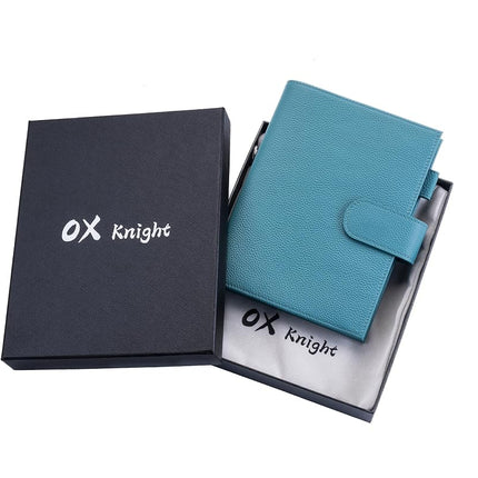Ox Knight B6 Leather Planner Cover for Stalogy, Midori, Leuchtturm1917, and More - with Pen Loop, Card Slots, Back Pocket, and Bookmarks (Dark Blue)