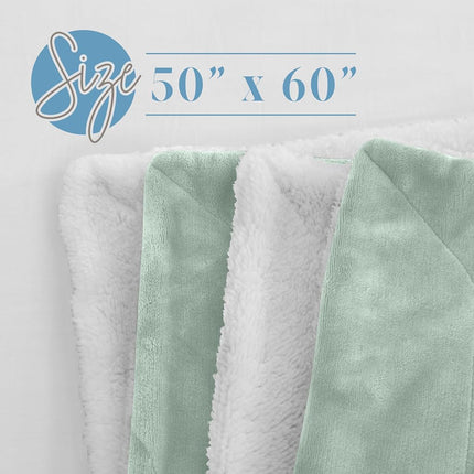 Elegant Comfort Reversible, Solid Sherpa Throw Blanket, All-Season Blanket- Super Soft, Cozy and Plush- Decorative Throw, Perfect for Lounging, 50 x 60 inches, Sherpa Throw Mint Green