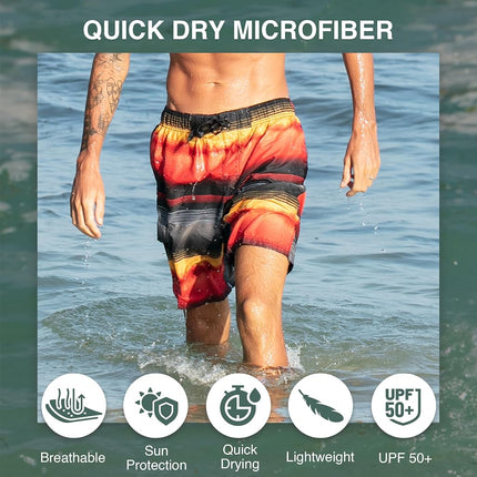 Kanu Surf Men's Apollo Swim Trunks (Regular & Extended Sizes), Nova Black/Red, Medium