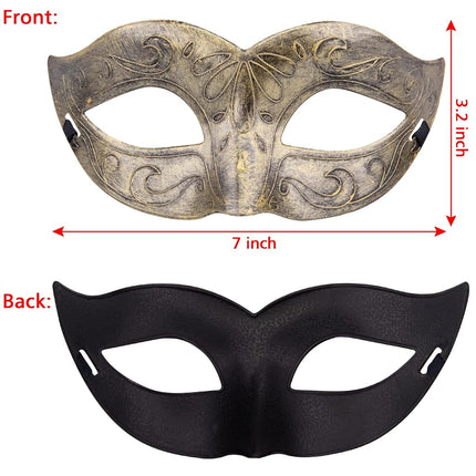 FEQO 32 Pieces Masquerade Masks Vintage Antique Party Mask Venetian Black, Gold, Silver, Copper FA-22-023