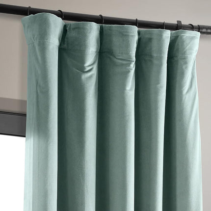 HPD Half Price Drapes Signature Velvet Thermal Blackout Curtains for Living Room 84 Inch Long (1 Panel) Rod Pocket Insulated Blackout Curtains for Bedroom Window Curtains, 50W x 84L, Skylark Blue