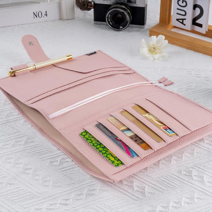 Ox Knight A5 Leather Planner Cover for Hobonichi Cousin, Stalogy, Midori, Leuchtturm1917, and More - with Pen Loop, Card Slots, Back Pocket, and Bookmarks (Pink)