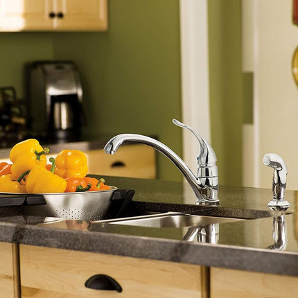 Moen 7082 Torrance Kitchen Faucet with Side Spray and Escutcheon Plate, Chrome