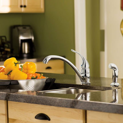 Moen 7082 Torrance Kitchen Faucet with Side Spray and Escutcheon Plate, Chrome