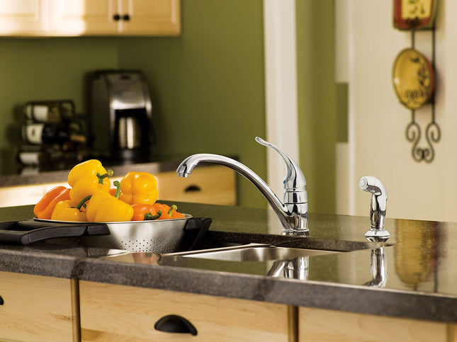 Moen 7082 Torrance Kitchen Faucet with Side Spray and Escutcheon Plate, Chrome