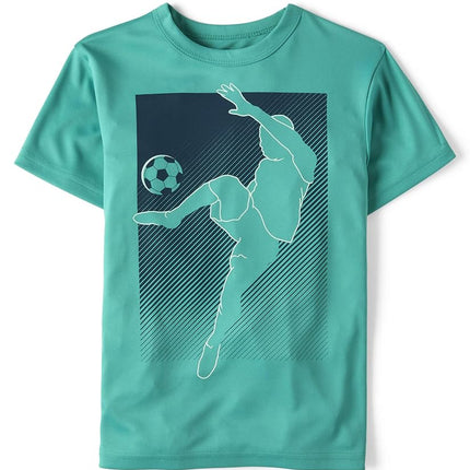 The Children's Place Boys' Active Performance Short Sleeve T-Shirt, Soccer Kick, 16