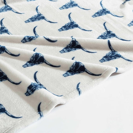 Wrangler - Throw Blanket, Soft Plush Fleece Bedding, Yellowstone Inspired, Western Decor for Bed or Couch (Plains Creek Blue, 50" x 70")