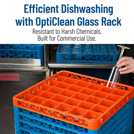 Carlisle FoodService Products CFS RE36C24 OptiClean 36 Compartment Divided Glass Rack Extender, 1.78", Orange