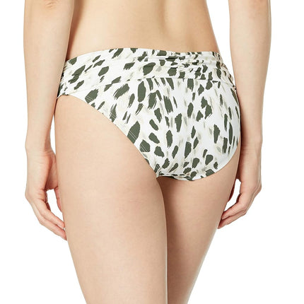 Parte de abajo de bikini tipo bóxer fruncido La Blanca para mujer, color oliva/pétalos de pincelada, 0