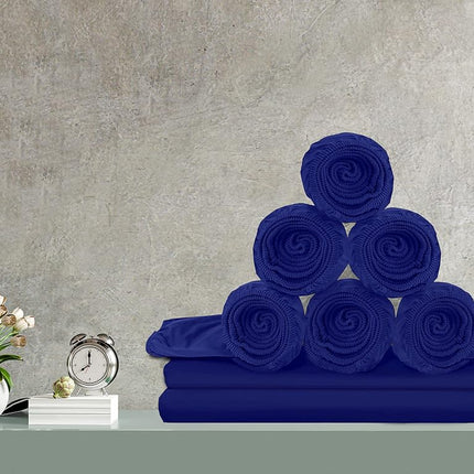 Elegant Comfort 6-Pack Fitted Bottom Sheets 1500 Thread Count Premium Hotel Quality, Deep Pocket, Wrinkle-Free, Stain and Fade Resistant-Side Pockets for Storage, 6PACK Fitted-Twin/Twin XL, Royal Blue