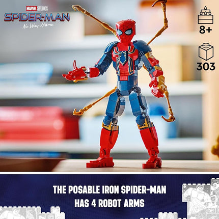 LEGO® Super Heroes Marvel Iron Spider-Man Construction Figure 76298 Posable Building Toy with Armour,Buildable Model,Toys for Boys and Girls Aged 8 and Over