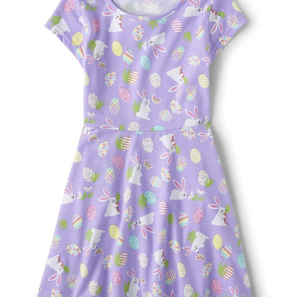Robe patineuse à manches courtes pour filles The Children's Place, Lapins et œufs de Pâques, Taille M