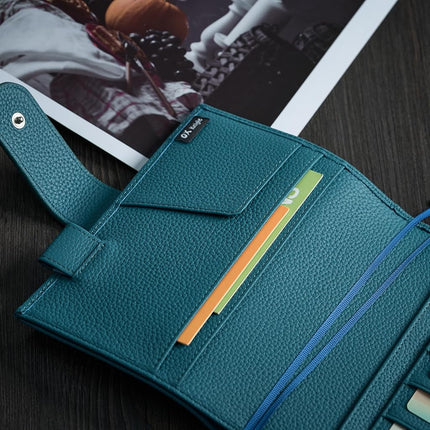 Ox Knight A6 Leather Planner Cover for Hobonichi, Stalogy, Midori Hibino, Leuchtturm1917, and More - with Pen Loop, Card Slots, Back Pocket, and Bookmarks (Dark Blue)