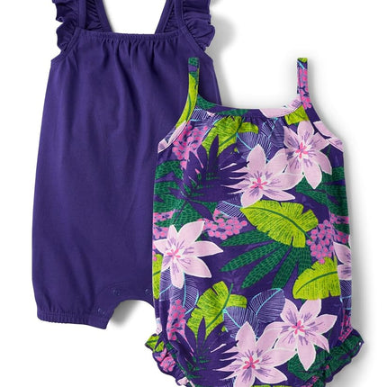 The Children's Place baby-girls Playwear Sets, Purple/Tropical, 0-3 Months