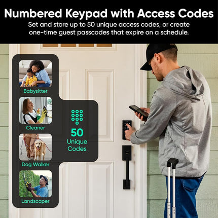 Wyze Auto-Lock Bolt v2, Fingerprint Keyless Entry Smart Lock, AI Learning Scanner with Wi-Fi Front Door Lock Deadbolt, Auto-Lock, 8 Months Battery, Anti-Peep Keypad, Backup Keys