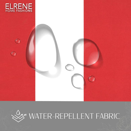 Elrene Home Fashions Highland Stripe Indoor/Outdoor Curtain Panel, 50 inches X 108 inches, Red