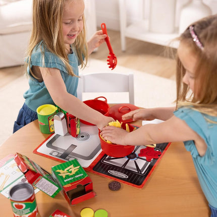 Melissa & Doug Coffret Pâtes à Cuisiner et Servir | Jouet en bois pour cuisine d'enfant, avec accessoires de cuisson | 3 ans et +