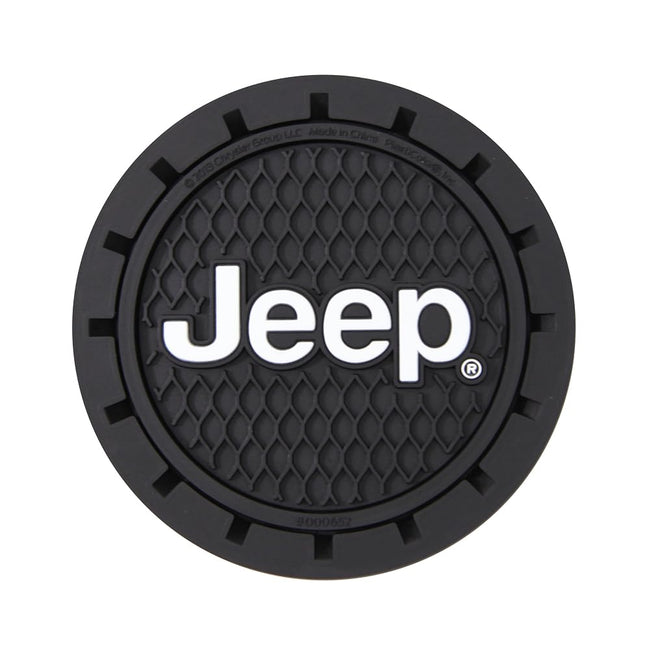 Plasticolor 000652R01 Jeep Logo Auto Car Truck SUV Cup Holder Coaster 2-Pack, Black
