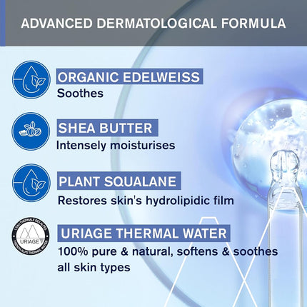 Uriage Baby Hydrating Cream with Organic Edelweiss & Shea Butter - Moisturises & Protects Against Dryness - Absorbs Quickly & Does Not Stick - 97% Ingredients of Natural Origin - 40 ml