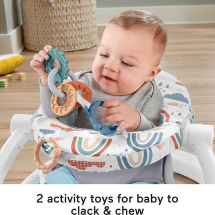 Fisher-Price Portable Baby Chair Sit-Me-Up Floor Seat with 2 Developmental Toys, Rainbow Showers
