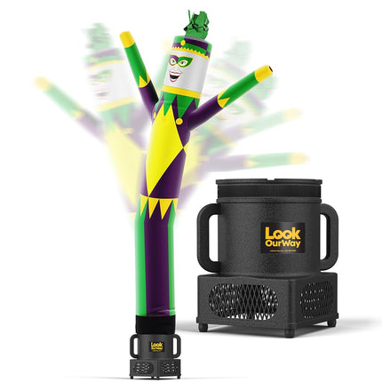 LookOurWay Air Dancers Inflatable Tube Man Set - 7ft Tall Wacky Waving Inflatable Dancing Tube Guy with Weather Resistant Blower- Mardi Gras Themed - Jester