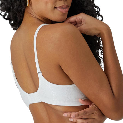 Bali Comfort Revolution Wireless Bra, Full-Coverage Wirefree Bra, Wireless Everyday Bra with Cool Comfort Fabric, White Swirl Pattern, 36C