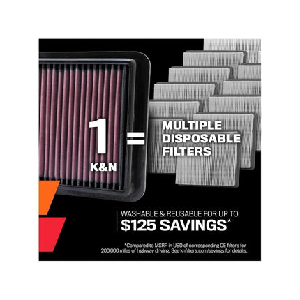 K&N Replacement Air Filter compatible with Hyundai Accent 1.6 2006-2011 / Kia Rio 1.4, 1.5D, 1.6 2006-2011 (33-2354)