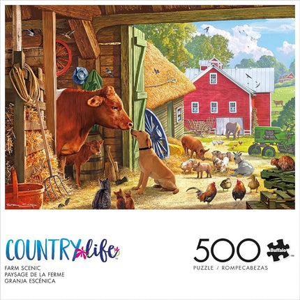 Buffalo Games - Country Life - Farm Scenic - 500 Piece Jigsaw Puzzle for Adults - Challenging Puzzle Perfect for Game Nights - Finished Size is 21.25 x 15.00