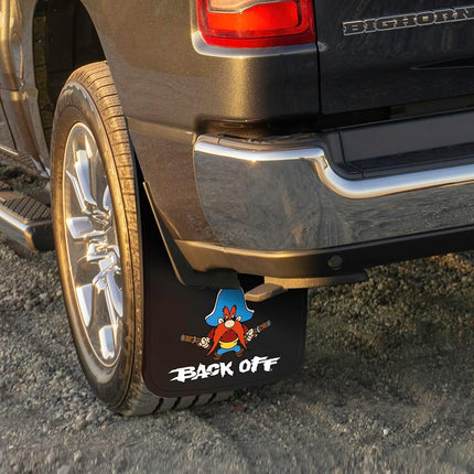 Plasticolor 000502R01 Yosemite Sam Back Off Easy Fit Mud Guard 11" - Set of 2,Multi-colored